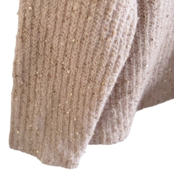 Johnny Was Pink Blush Sequin Alpaca Wool Cozy Sweater Crew Neck Sz Large Office - Picture 6 of 12